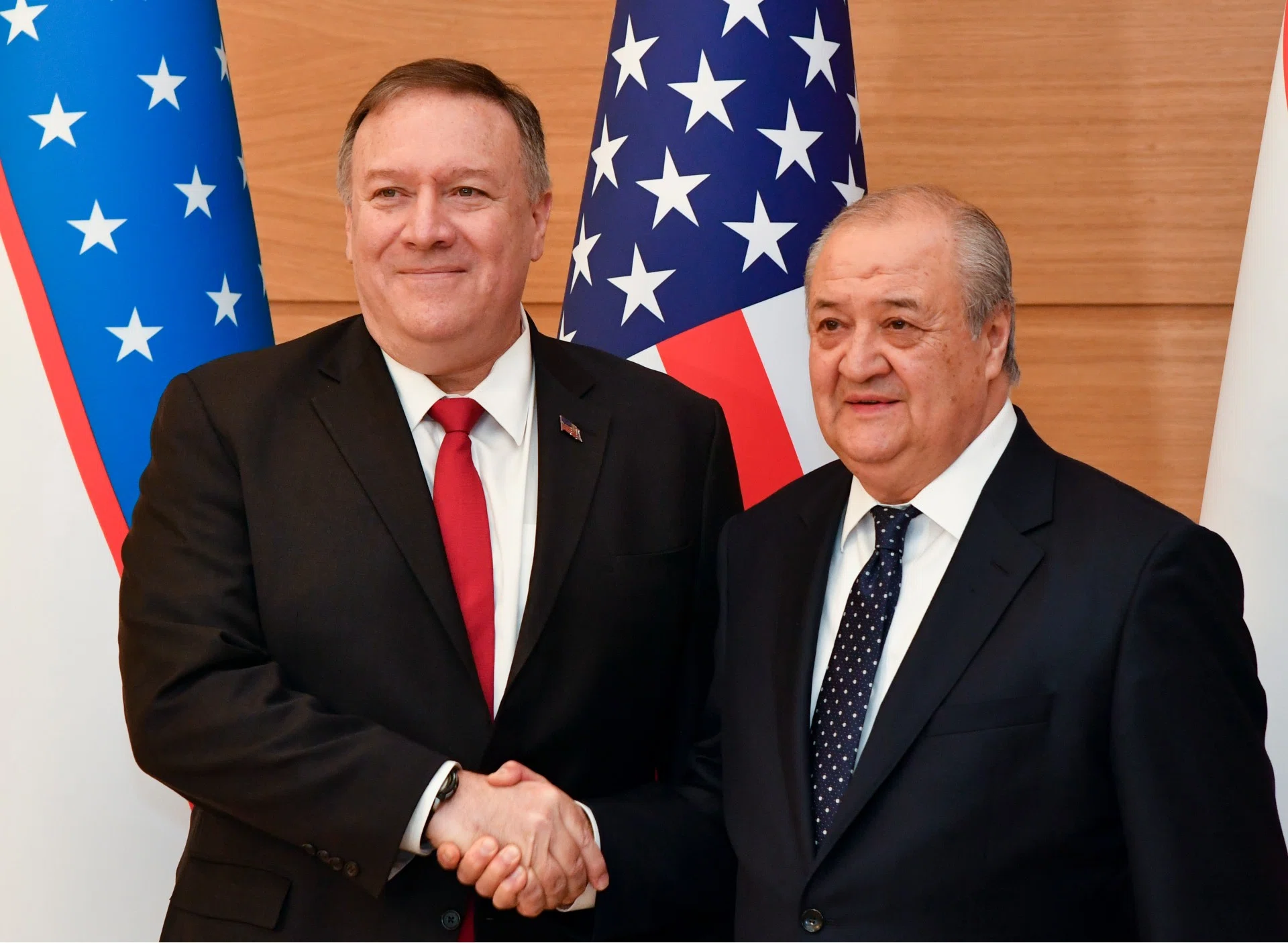 Министр иностранных дел Узбекистана Абдулазиз Камилов и госсекретарь США Майк Помпео. Фото AP Photo ТАСС